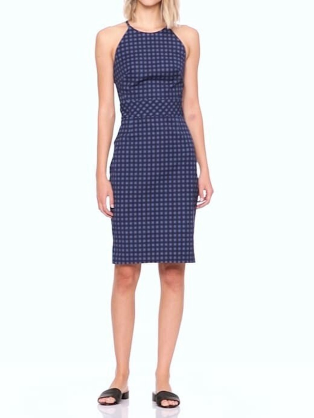 Banana Republic Navy and Light Blue Check Dress